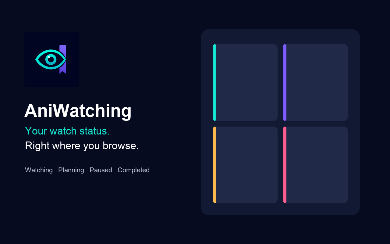 AniWatching preview showing color-coded watch status rails